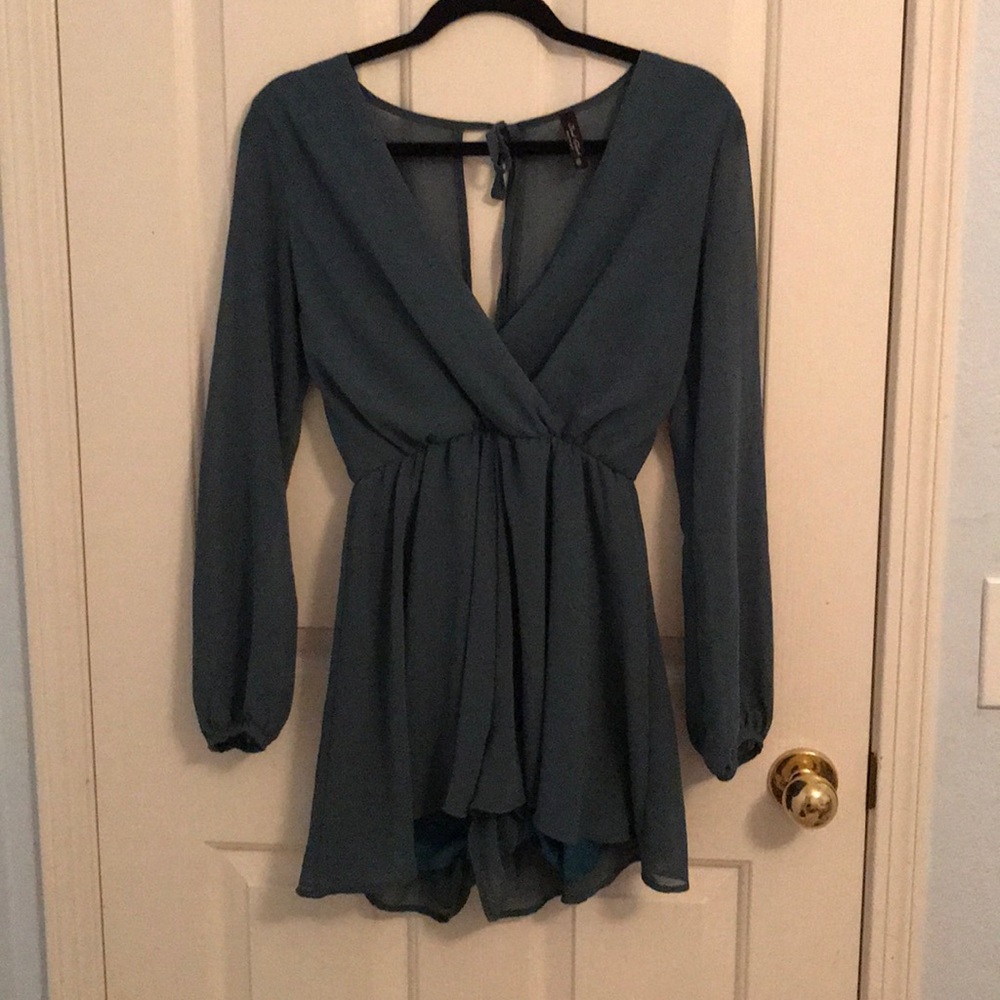 Teal Silk Romper